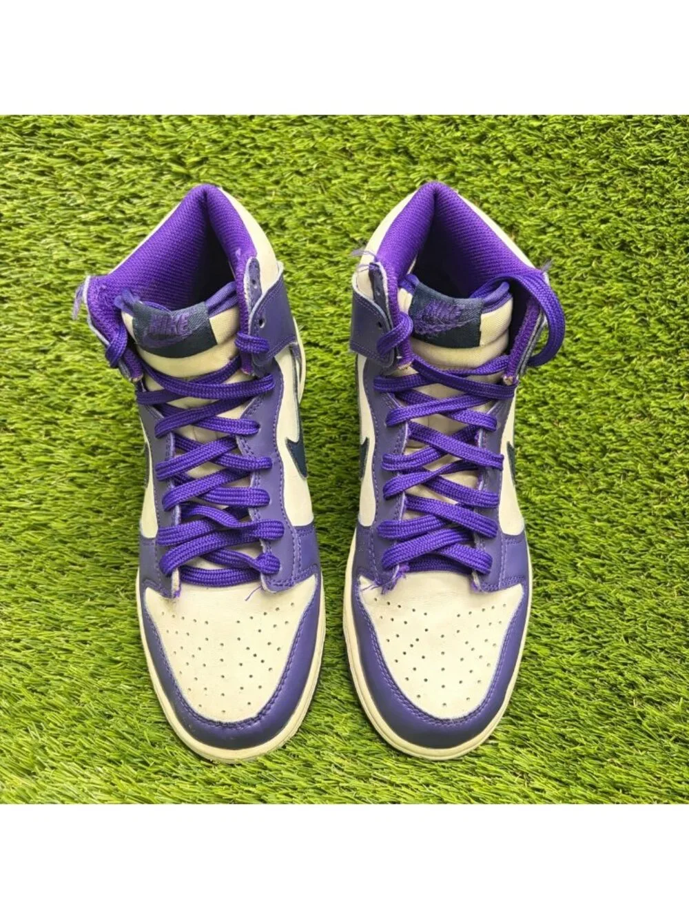 Nike Dunk High Boys Size 7Y Purple White Athletic Walking Leather Shoes Sneakers
